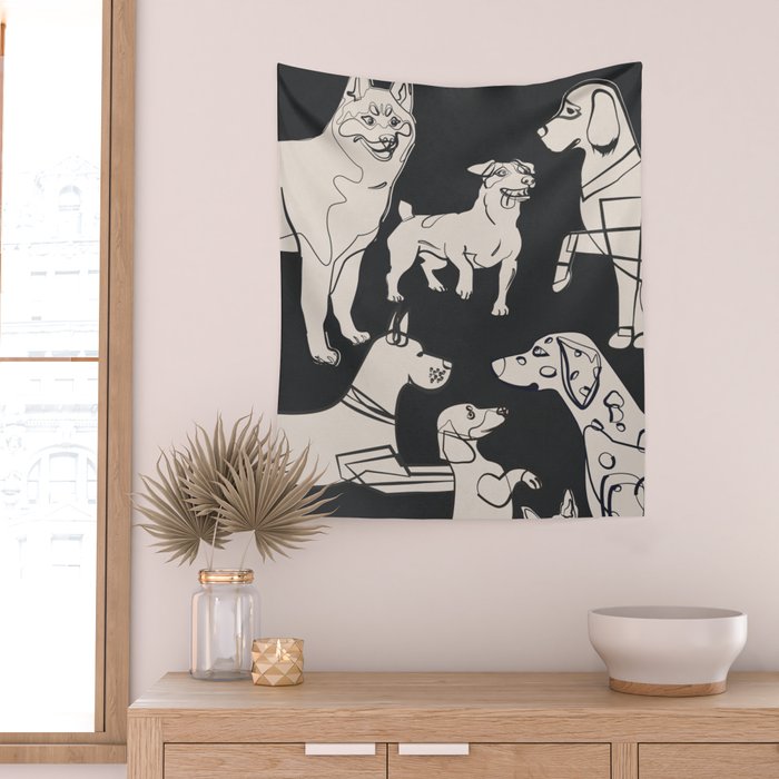 Minimal Abstract Dogs Art 1 Wall Tapestry Gallery Image 2