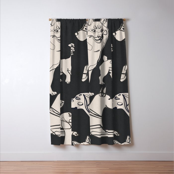 Minimal Abstract Dogs Art 1 Window Curtain Gallery Image 3