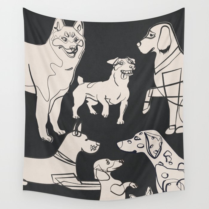Minimal Abstract Dogs Art 1 Wall Tapestry Gallery Image 1