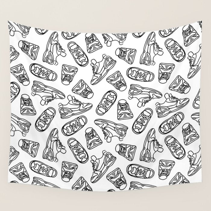 Sneakers // Black & White Wall Tapestry Gallery Image 1