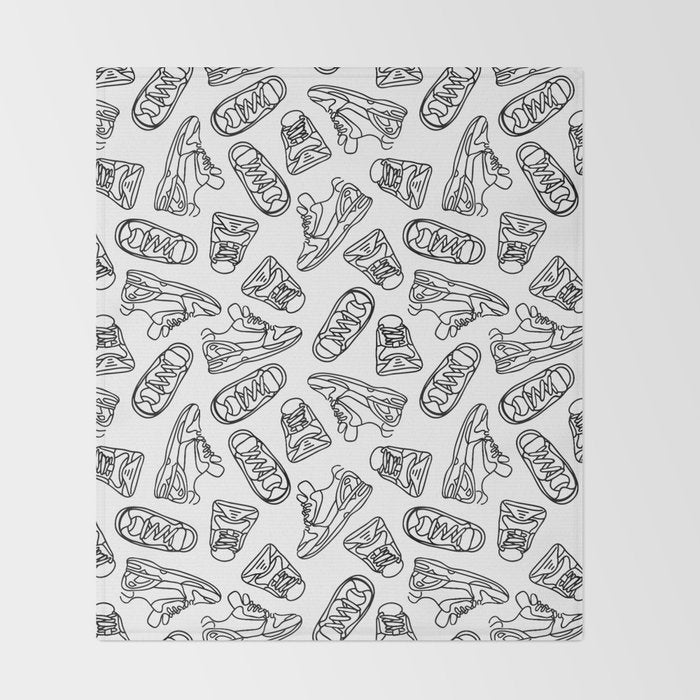 Sneakers // Black & White Throw Blanket Gallery Image 2