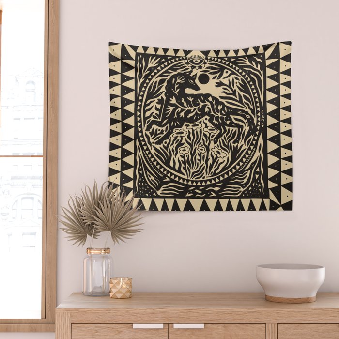 Botanical Wolf Wall Tapestry Gallery Image 2