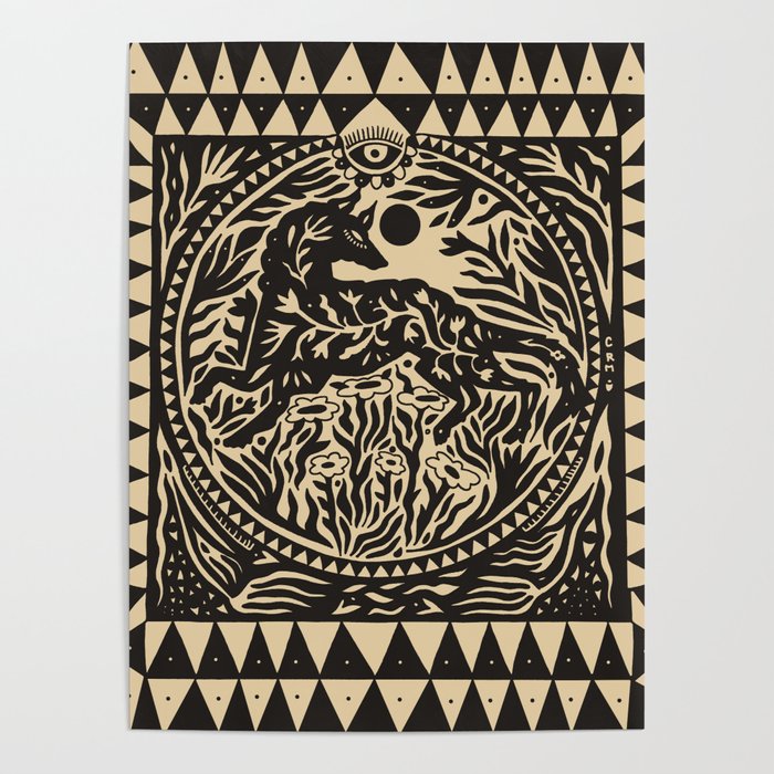 Botanical Wolf Poster Gallery Image 1
