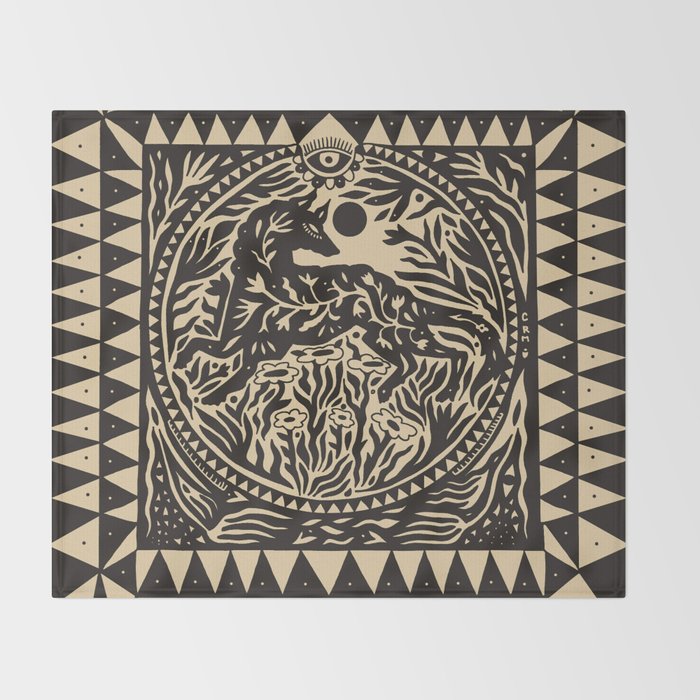 Botanical Wolf Throw Blanket Gallery Image 2