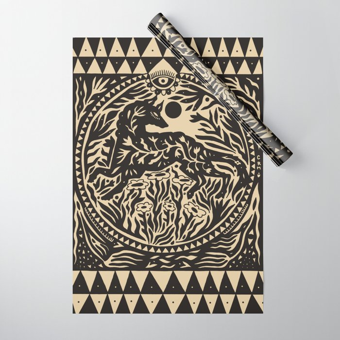 Botanical Wolf Wrapping Paper Gallery Image 1