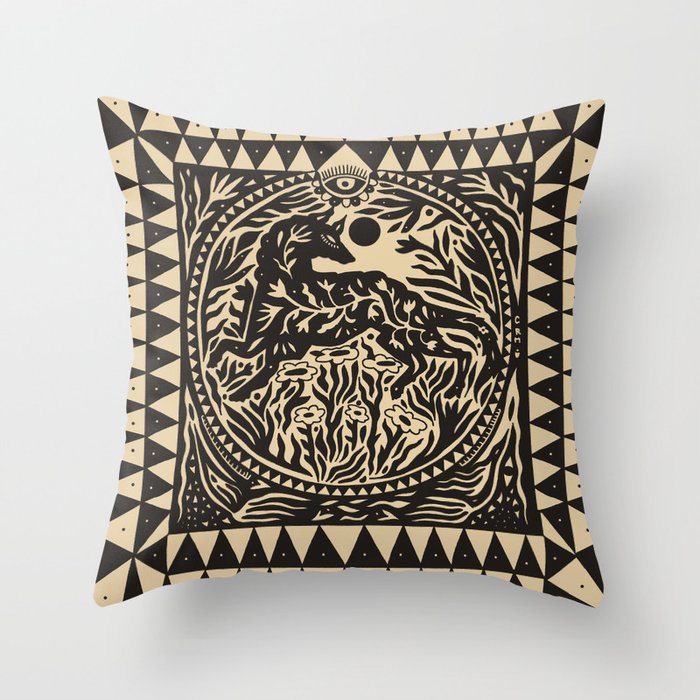 Botanical Wolf Throw Pillow Gallery Image 1