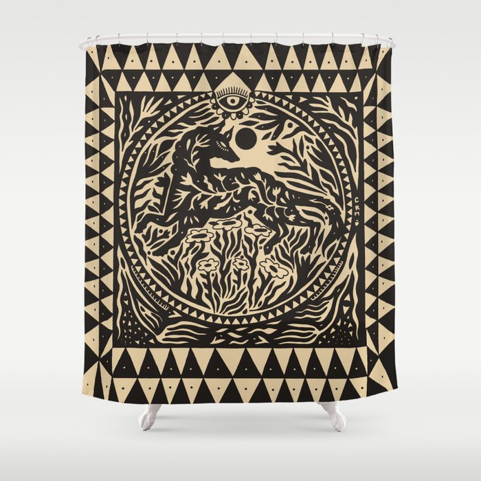 Botanical Wolf Shower Curtain Gallery Image 1