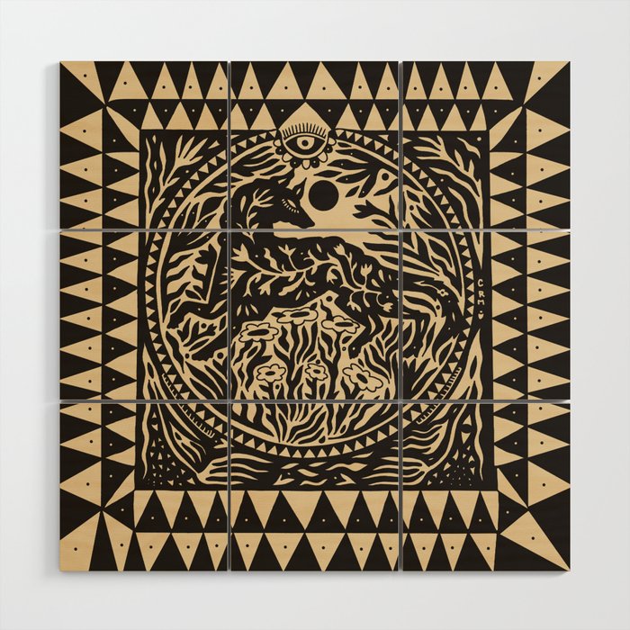 Botanical Wolf Wood Wall Art Gallery Image 1