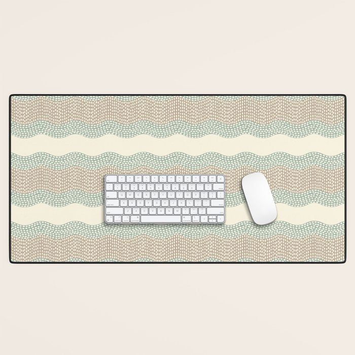 Wavy River I in cream, sage green, tan Desk Mat Gallery Image 1