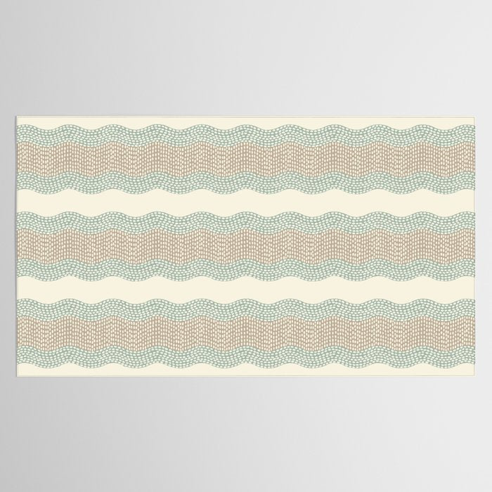 Wavy River I in cream, sage green, tan Tablecloth Gallery Image 2