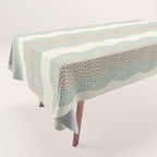 Wavy River I in cream, sage green, tan Tablecloth Gallery Image 1