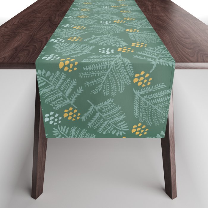 Winter & Woodsy Pine Trees in Forest Green Table Runner Gallery Image 1