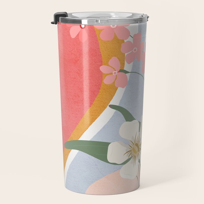 Colorful Flower Design 1 Travel Mug Gallery Image 3