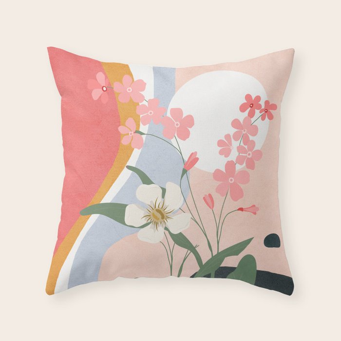 Colorful Flower Design 1 Throw Pillow Gallery Image 1