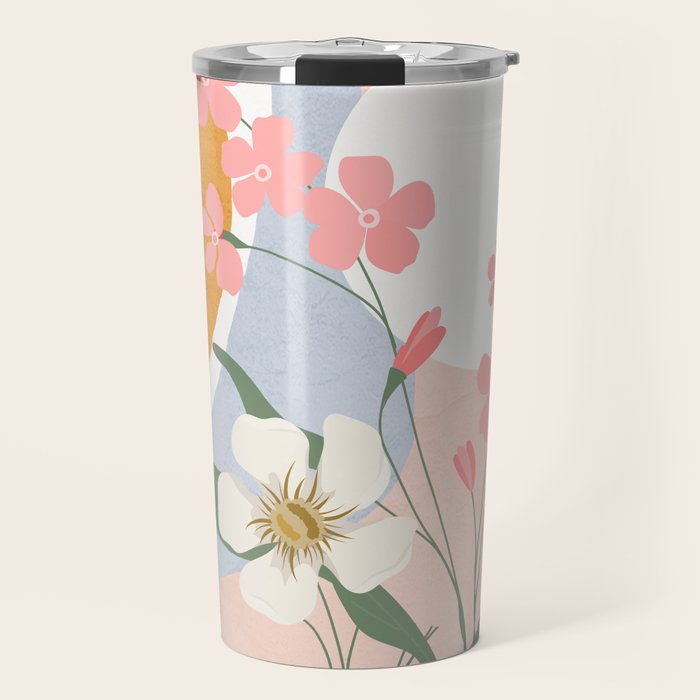 Colorful Flower Design 1 Travel Mug Gallery Image 1