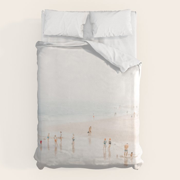 At The Beach (five) - minimal beach series - ocean sea photography by Ingrid Beddoes Duvet Cover Gallery Image 1