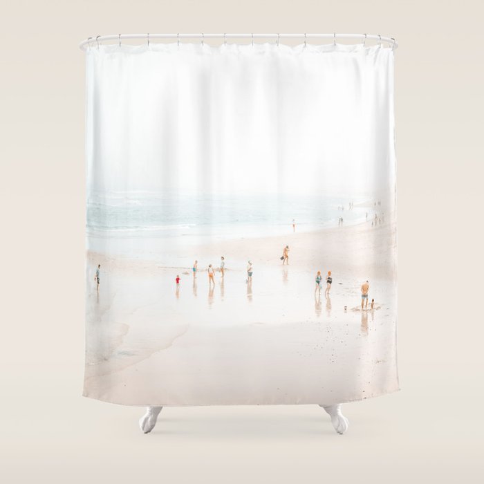At The Beach (five) - minimal beach series - ocean sea photography by Ingrid Beddoes Shower Curtain Gallery Image 1