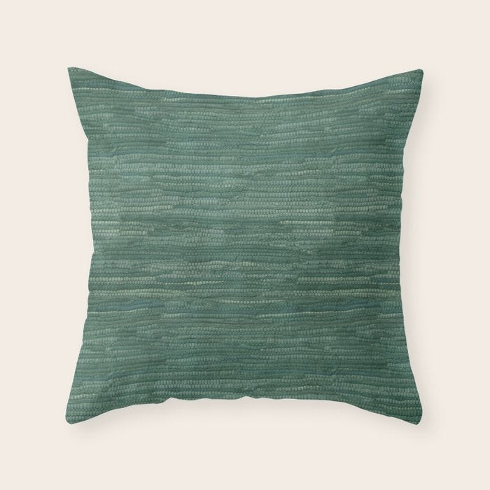 Boho Old Market Textile in Green Throw Pillow Gallery Image 6
