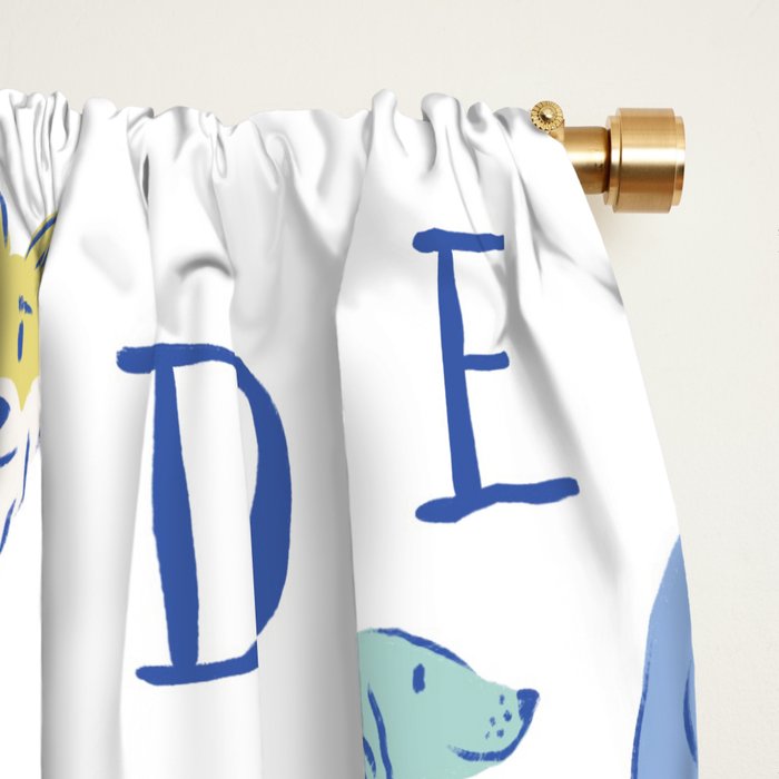 Dog Alphabet Print for Kids Room in Blue and Green Window Curtain Gallery Image 2