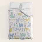 Dog Alphabet Print for Kids Room in Blue and Green Duvet Cover Gallery Image 6