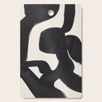 Mid Century Modern Minimalist Abstract Art Brush Strokes Black & White Ink Art Maze Cutting Board Gallery Image 1