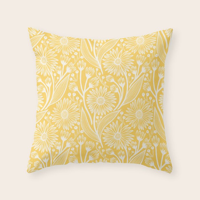 Sunshine Yellow Coneflowers Throw Pillow Gallery Image 1