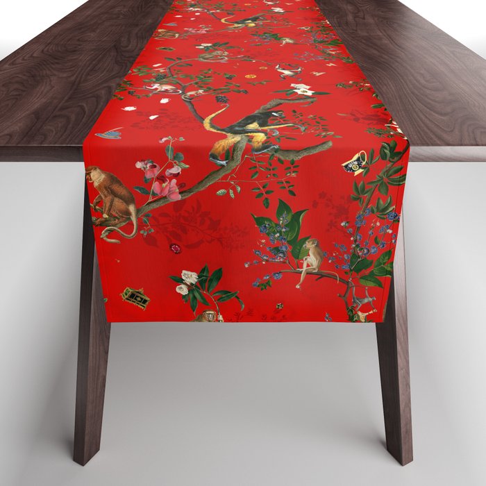 Monkey World Red Table Runner Gallery Image 1