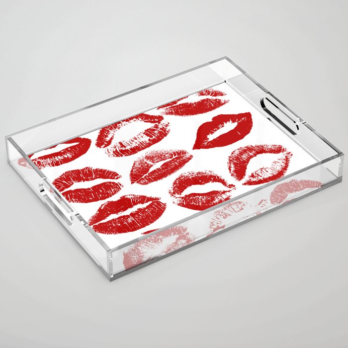 red lipstick kisses Acrylic Tray Gallery Image 1