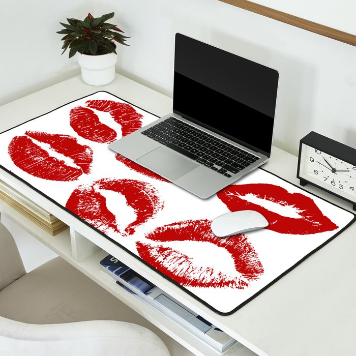 red lipstick kisses Desk Mat Gallery Image 2
