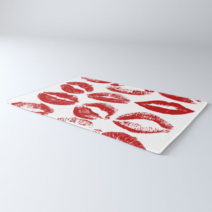 red lipstick kisses Rug Gallery Image 3
