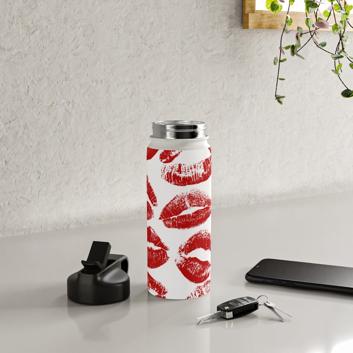 red lipstick kisses Water Bottle Gallery Image 4