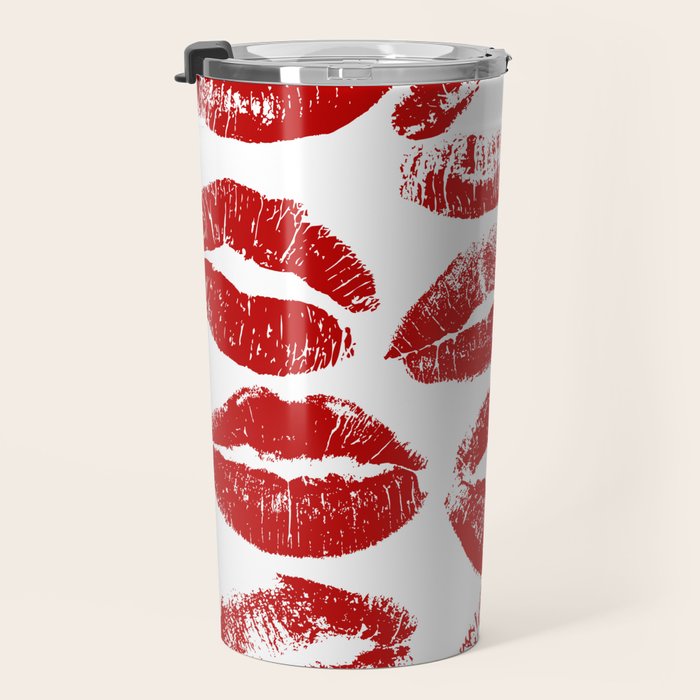 red lipstick kisses Travel Mug Gallery Image 3