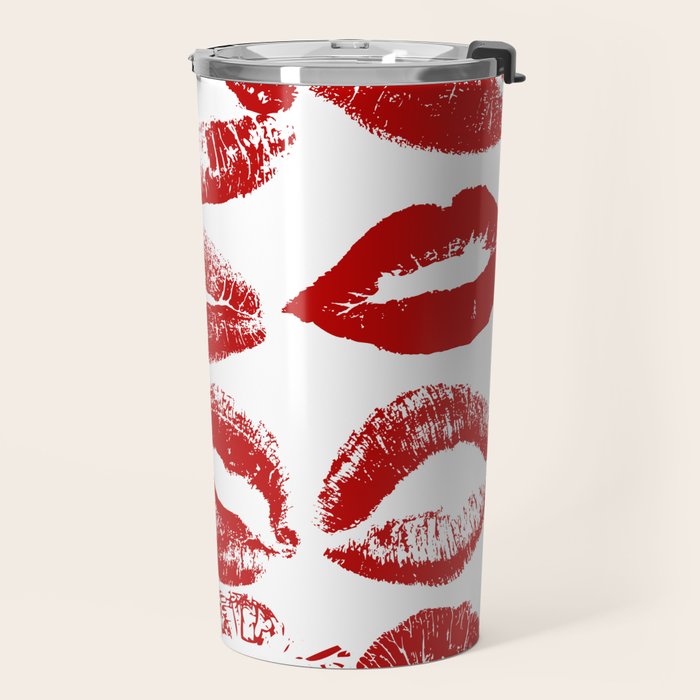 red lipstick kisses Travel Mug Gallery Image 2