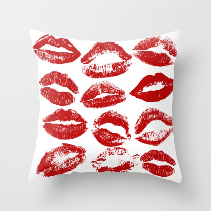 red lipstick kisses Throw Pillow Gallery Image 6