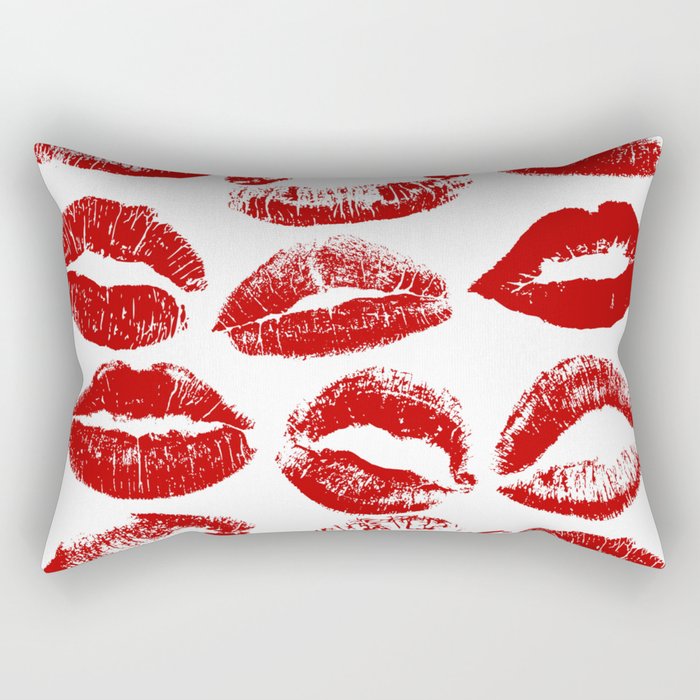 red lipstick kisses Rectangular Pillow Gallery Image 1