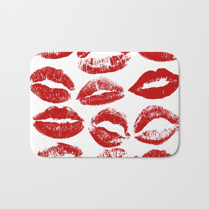 red lipstick kisses Bath Mat Gallery Image 1