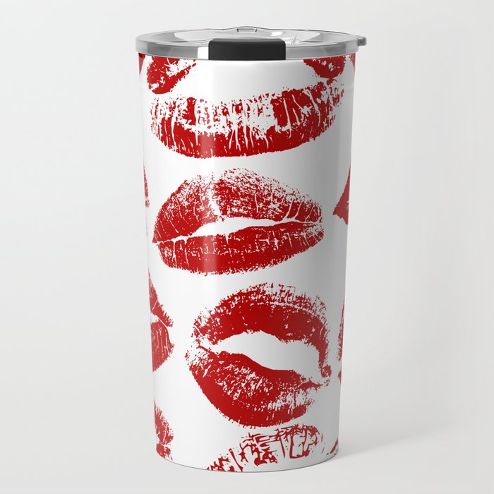 red lipstick kisses Travel Mug Gallery Image 1