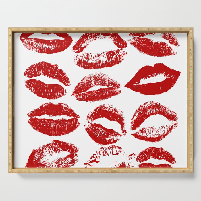 red lipstick kisses Serving Tray Gallery Image 1