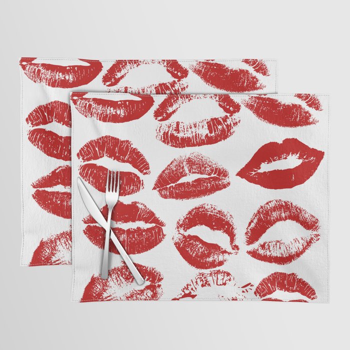 red lipstick kisses Placemat Gallery Image 1