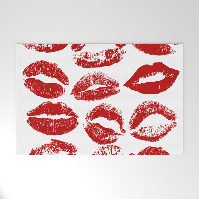 red lipstick kisses Welcome Mat Gallery Image 1