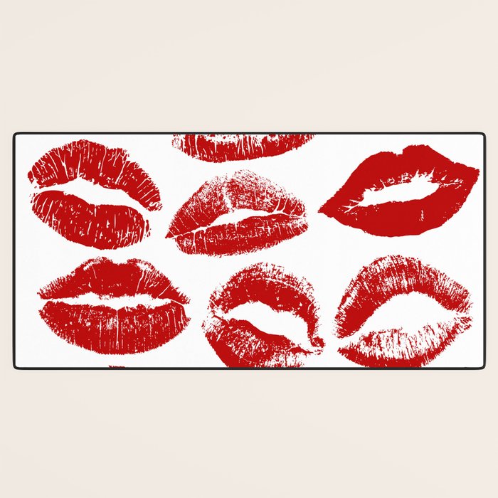 red lipstick kisses Desk Mat Gallery Image 3