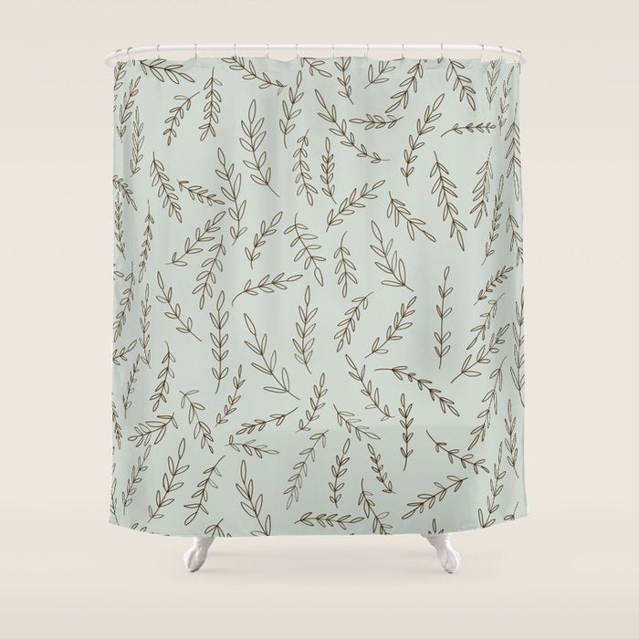 Rosemary Sketch Pattern Shower Curtain Gallery Image 1