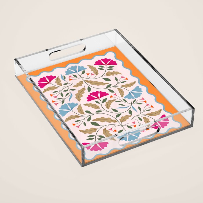 Botanical Tapestry- Folk Floral Art Acrylic Tray Gallery Image 1