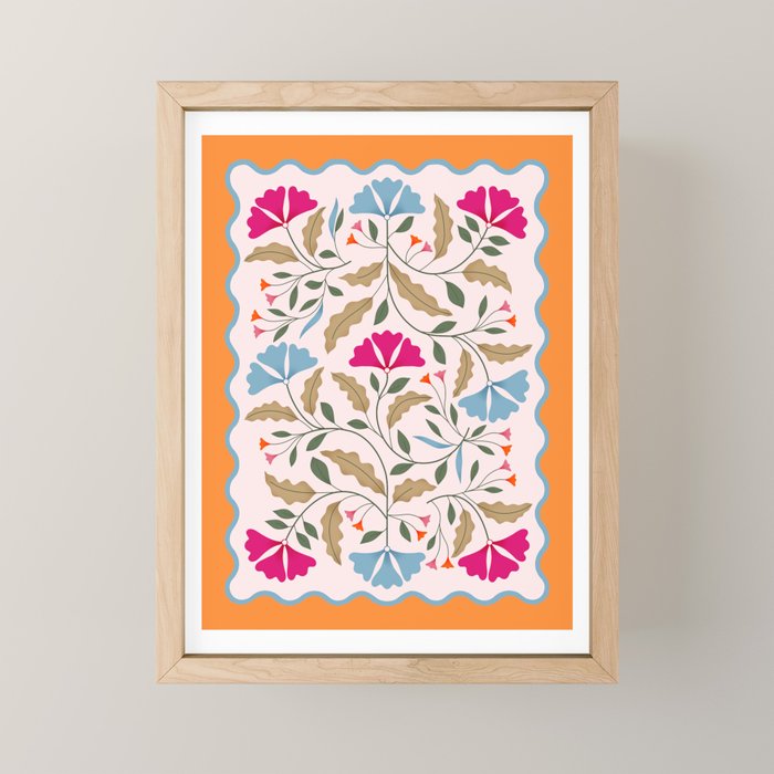 Botanical Tapestry- Folk Floral Art Mini Art Print Gallery Image 1