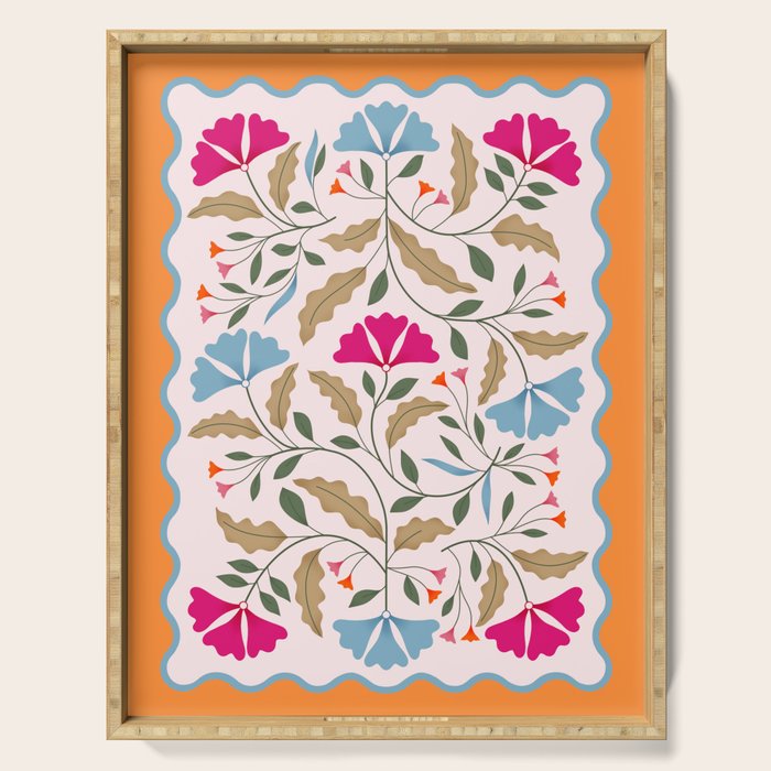 Botanical Tapestry- Folk Floral Art Serving Tray Gallery Image 1