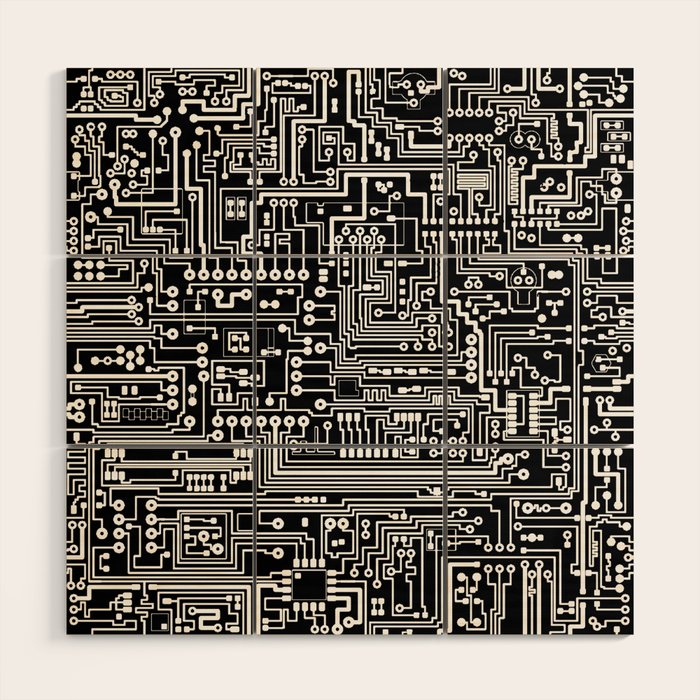 Circuit Board on Black Wood Wall Art Gallery Image 1