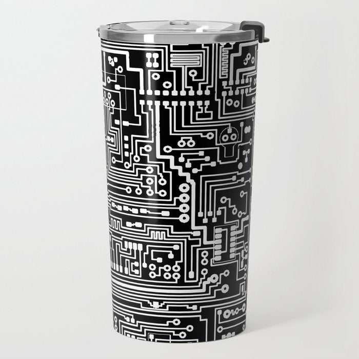 Circuit Board on Black Travel Mug Gallery Image 2