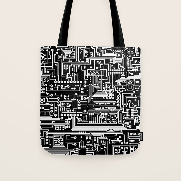 Circuit Board on Black Tote Bag Gallery Image 1