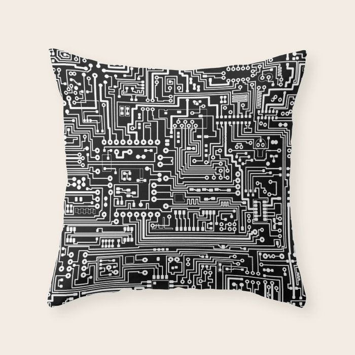Circuit Board on Black Throw Pillow Gallery Image 6