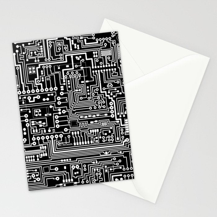 Circuit Board on Black Stationery Card Gallery Image 2